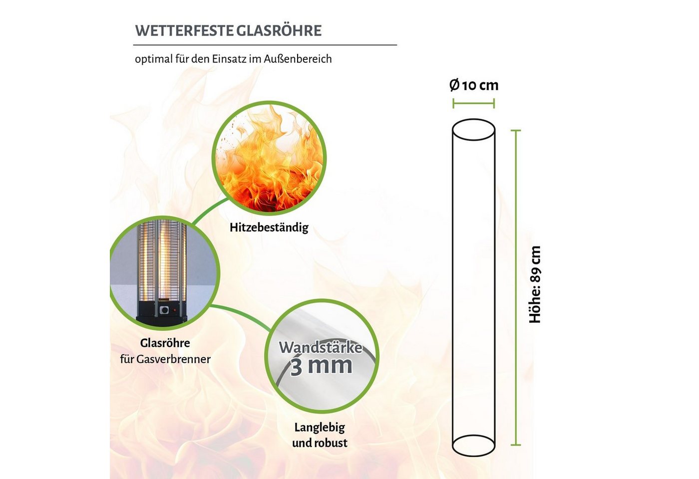 empasa Terrassenstrahler "HEXA FLAME 2.0", Glasröhre - Ersatzteil Bild 3
