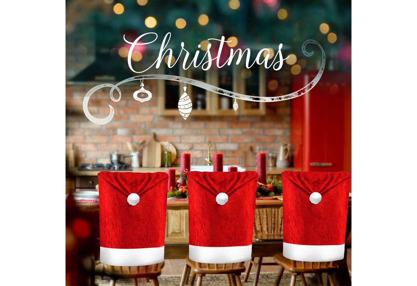 KESSER Weihnachtsfigur, Premium Weihnachtsstuhlüberzug Set Stuhlhussen für Weihnachten