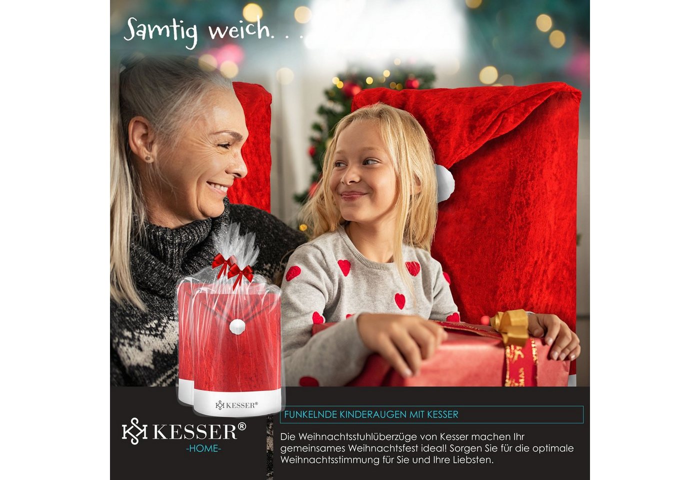 KESSER Weihnachtsfigur, Premium Weihnachtsstuhlüberzug Set Stuhlhussen für Weihnachten Bild 3