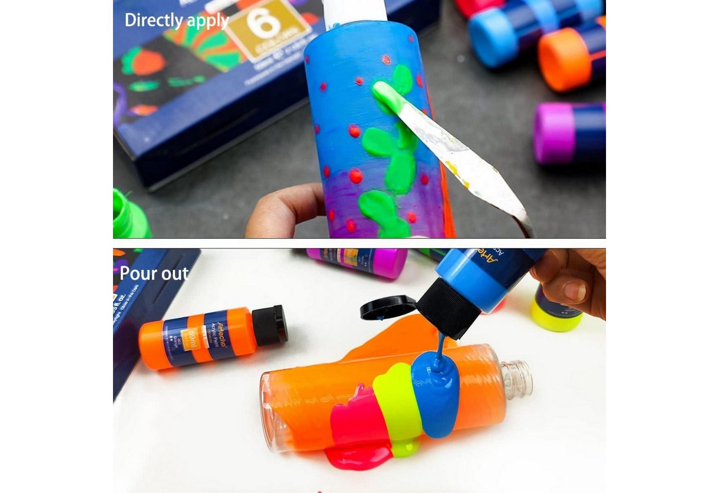 LuxusKollektion Künstlerstift Fluoreszierende Schwarzlicht Farbe Leuchtfarbe 6x59 ml Glow in The Bild 4