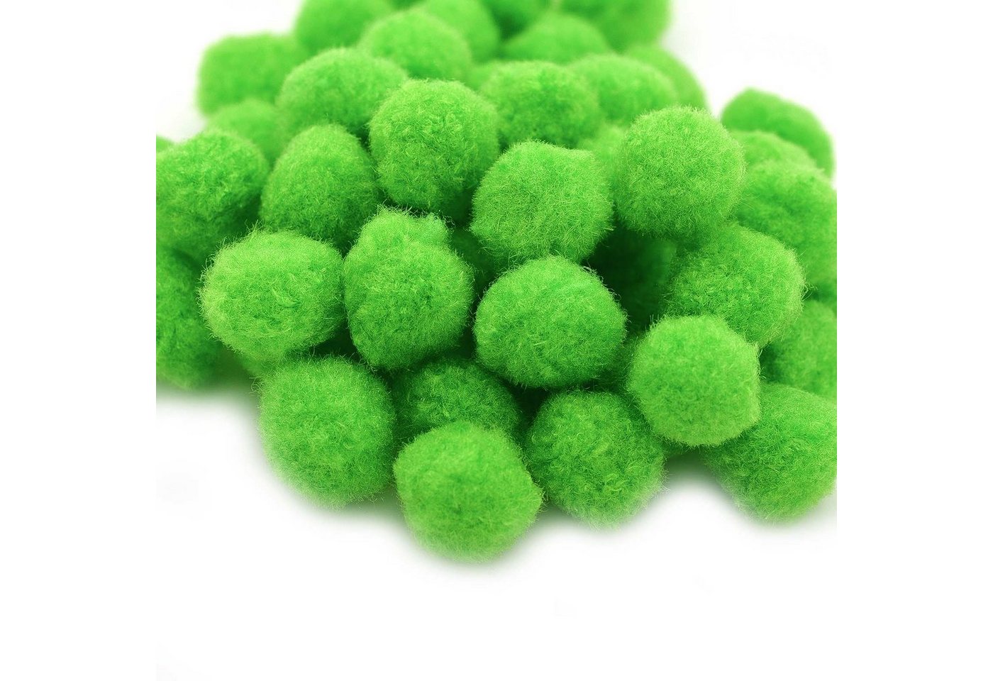 maDDma Pompon 100 flauschige Pompons, 15mm, kreativ zum Basteln, Farben, hellgrün