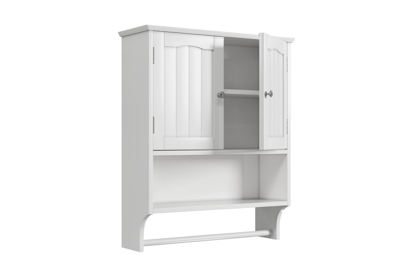 Yorbay Hängeschrank Badezimmerschrank mit Handtuchhalter (56,8×19×70 cm) Wandschrank mit Doppeltüren Bild 5