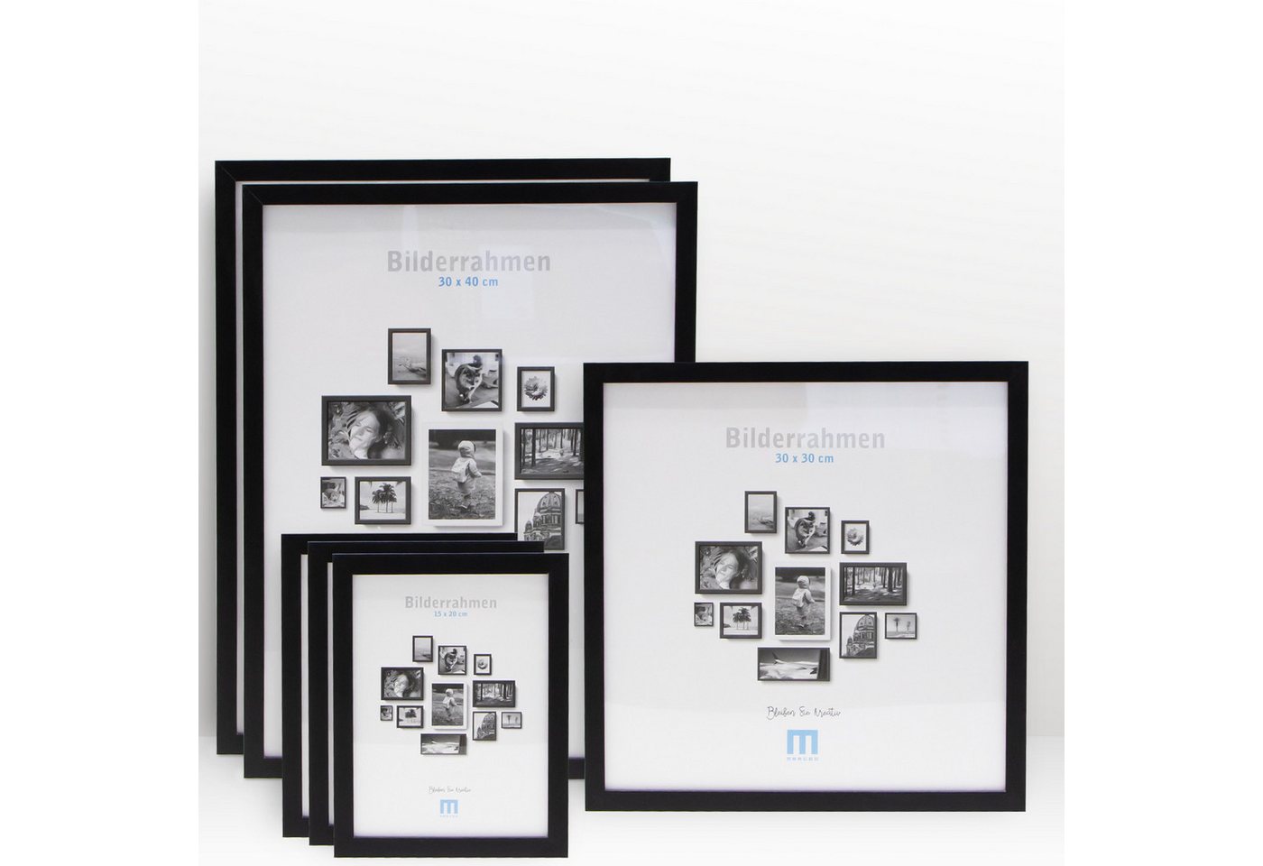 M MERCEO Bilderrahmen, 6-tlg. Bilderrahmen-Set Schwarz (15x20cm bis 30x40cm)