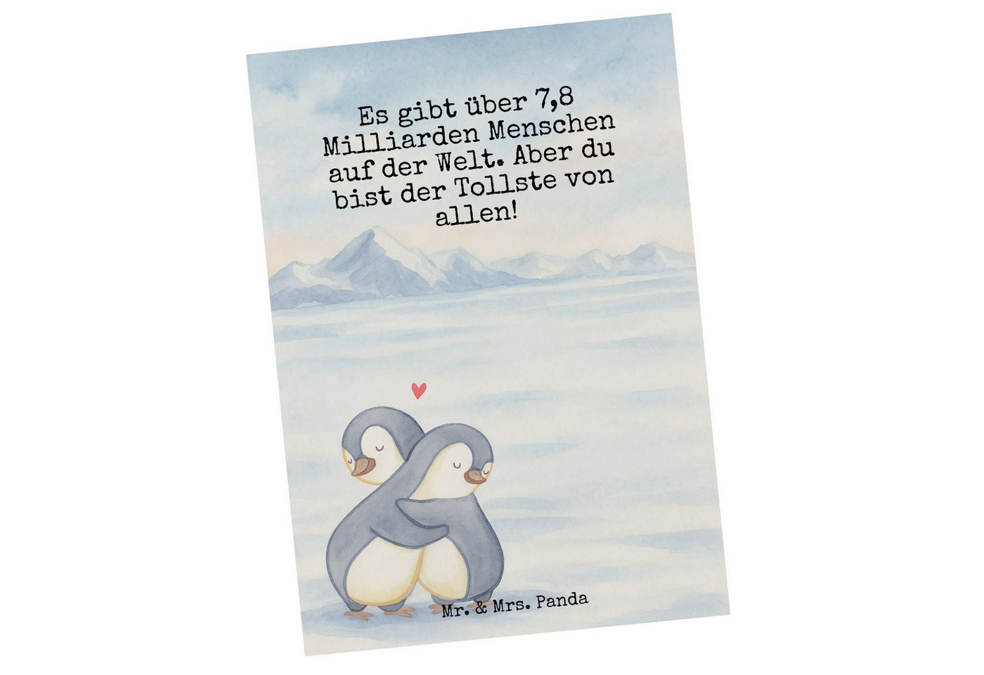 Mr. & Mrs. Panda Postkarte Pinguine Kuscheln Design, Ansichtskarte, Weiß, kunstkarte, Postkarte, Geschenk Liebe Postkarten Bild 5