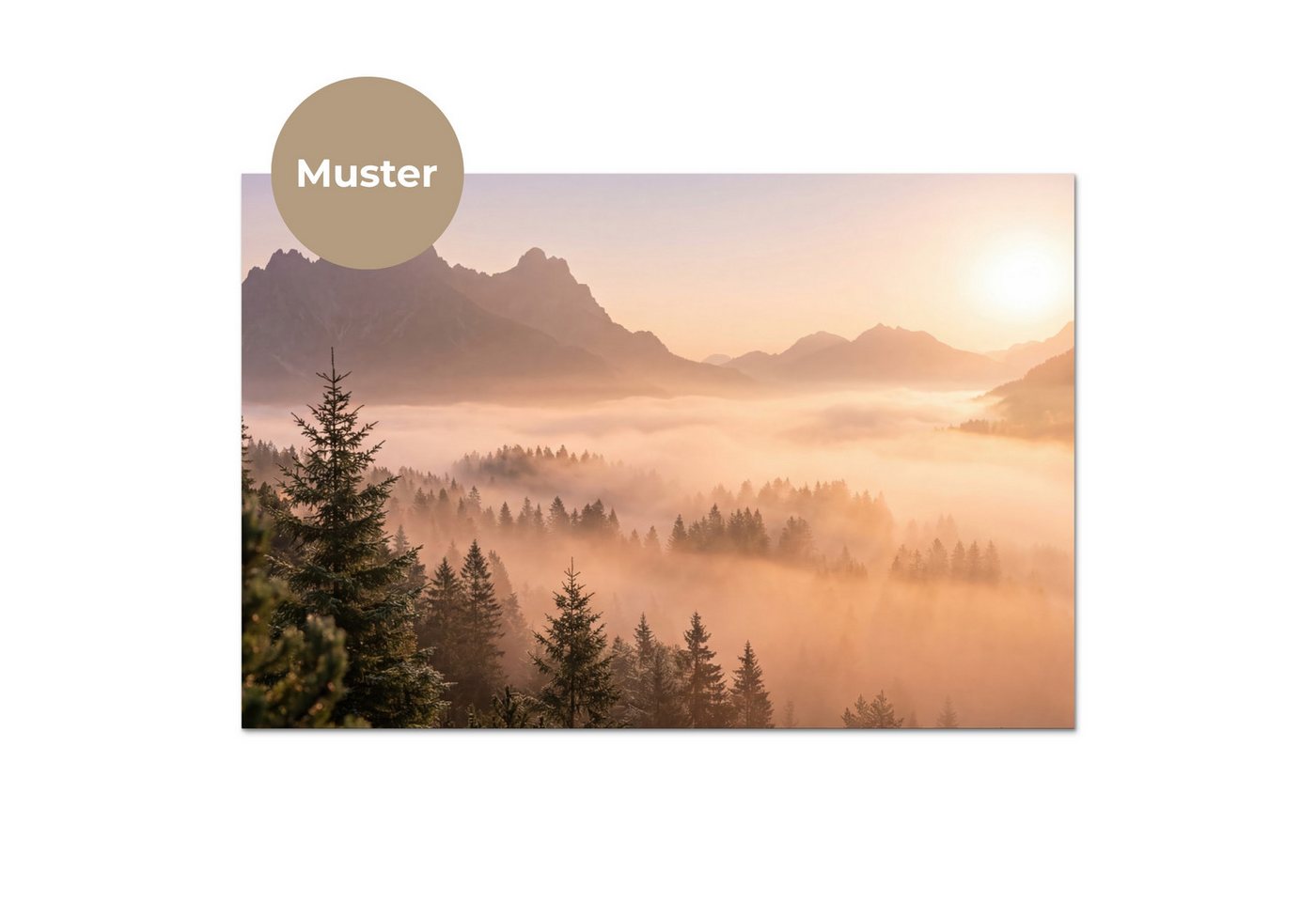KitchenYeah Küchenrückwand Muster selbstklebend (keine Folie) Sonnenlicht - Nebel - Berge - Bäume, (1-tlg), Spritzschutz, Küche, Rückwand, Küchenwand, Küchenfront, 30x20 cm Bild 2