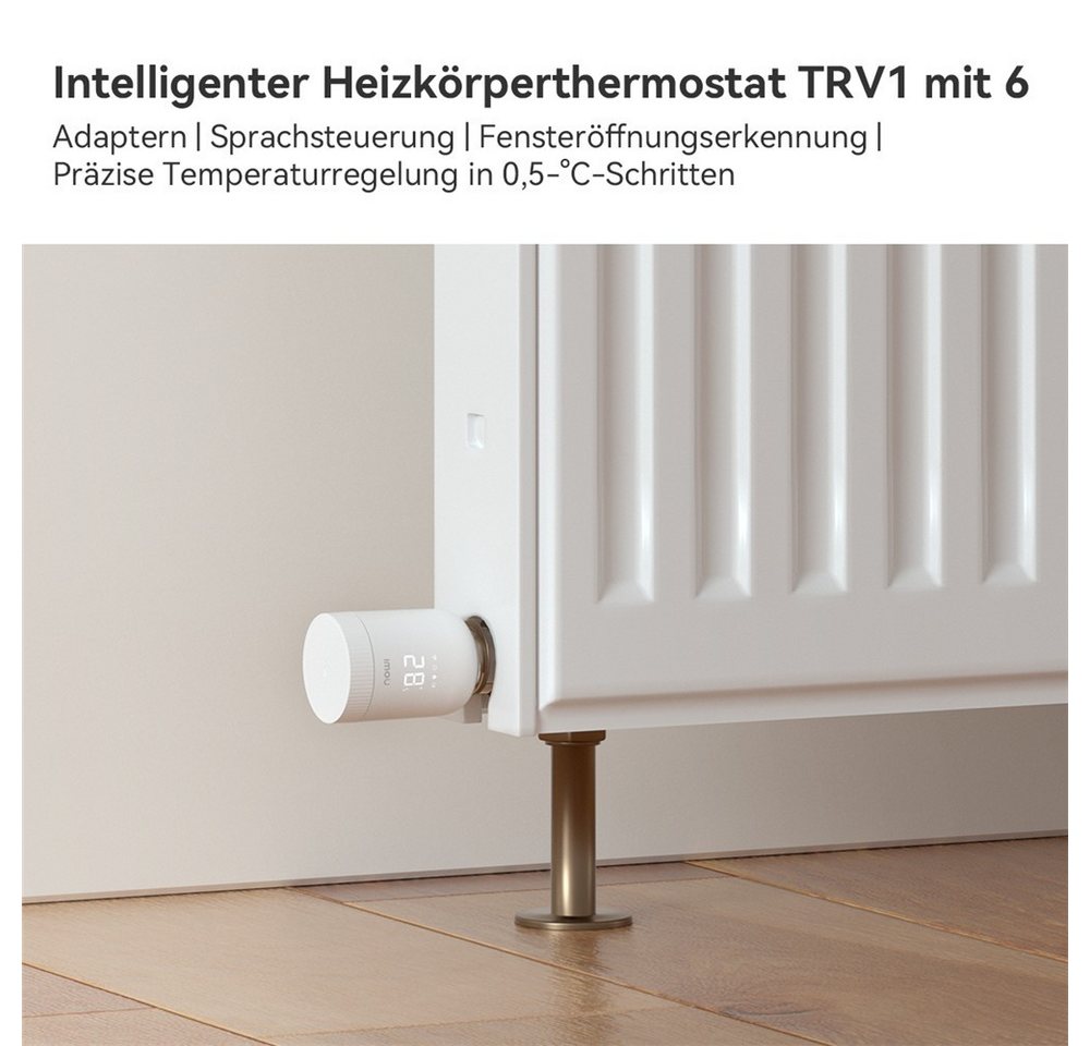 Imou Heizkörperthermostat TRV1 Smart Home mit Gateway ZG2, ZigBee 3.0, App-Steuerung, (Spar-Set, inkl. Adapter-Set) Fenstererkennung, Geofencing, Weiß Bild 2