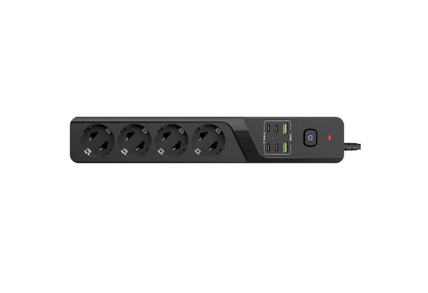 ibettertec 10-in-1 Steckdosenleiste, 4 Steckdosen + 4 USB-C + 2 USB-A Mehrfachsteckdose, Hauptschalter, 32x5,7x3,8 cm, für Büro & Zuhause Bild 5