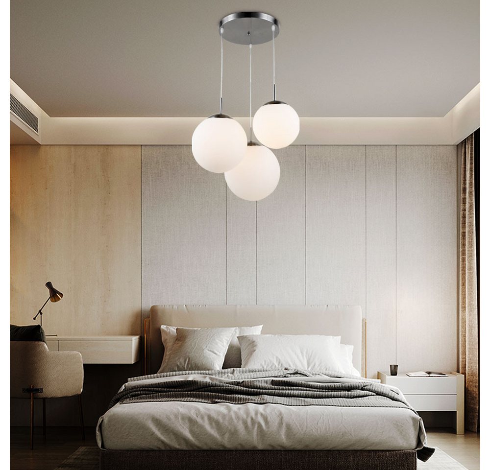 GLOBO LIGHTING Hängeleuchte, Leuchtmittel inklusive, Warmweiß, Hängelampe Wohnzimmerleuchte Kugel Pendelleuchte Glas Bild 2
