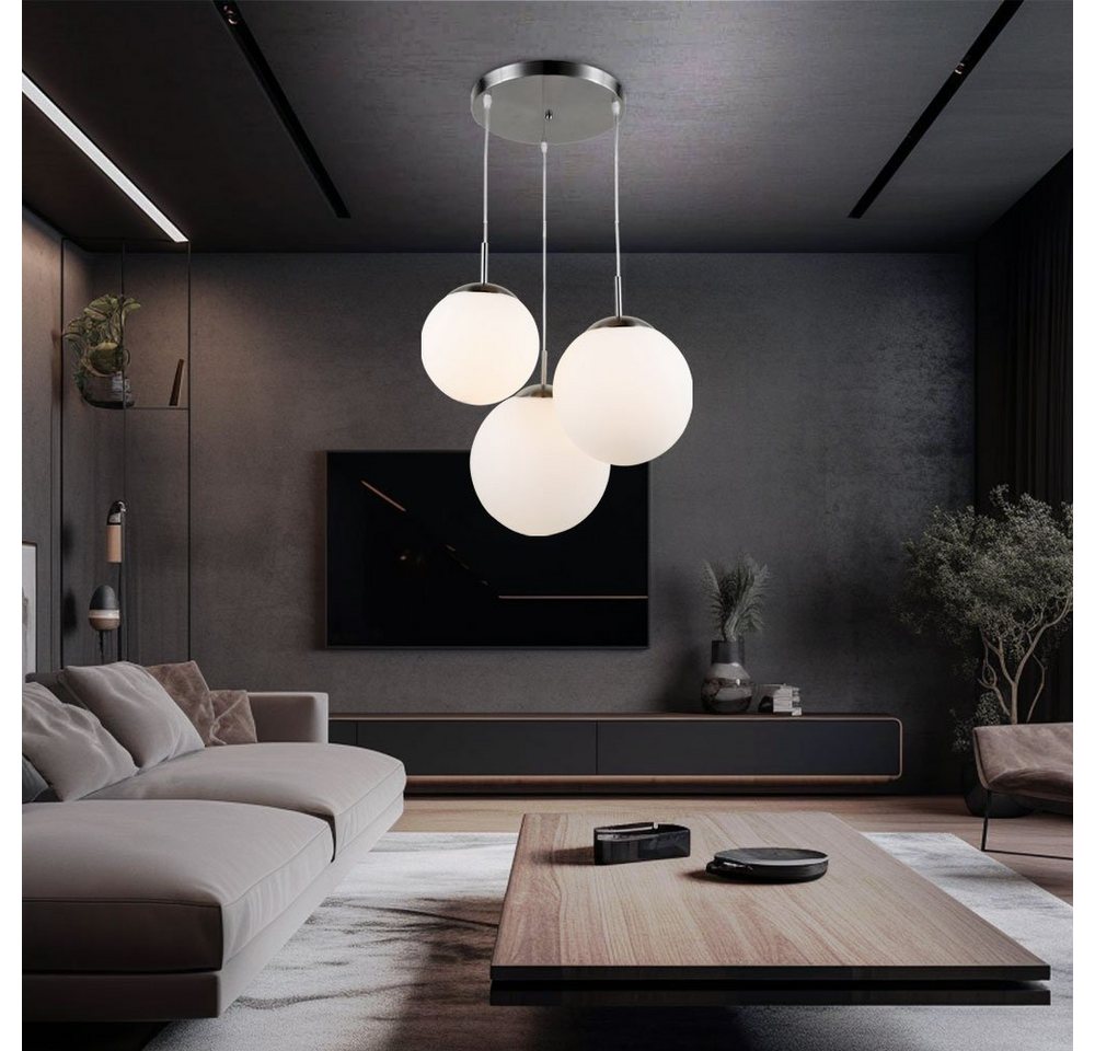 GLOBO LIGHTING Hängeleuchte, Leuchtmittel inklusive, Warmweiß, Hängelampe Wohnzimmerleuchte Kugel Pendelleuchte Glas Bild 3