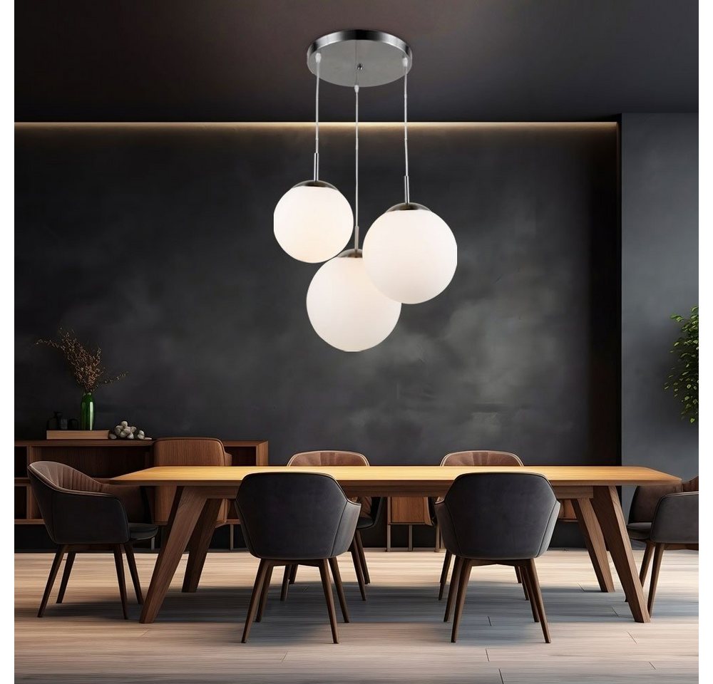 GLOBO LIGHTING Hängeleuchte, Leuchtmittel inklusive, Warmweiß, Hängelampe Wohnzimmerleuchte Kugel Pendelleuchte Glas Bild 4