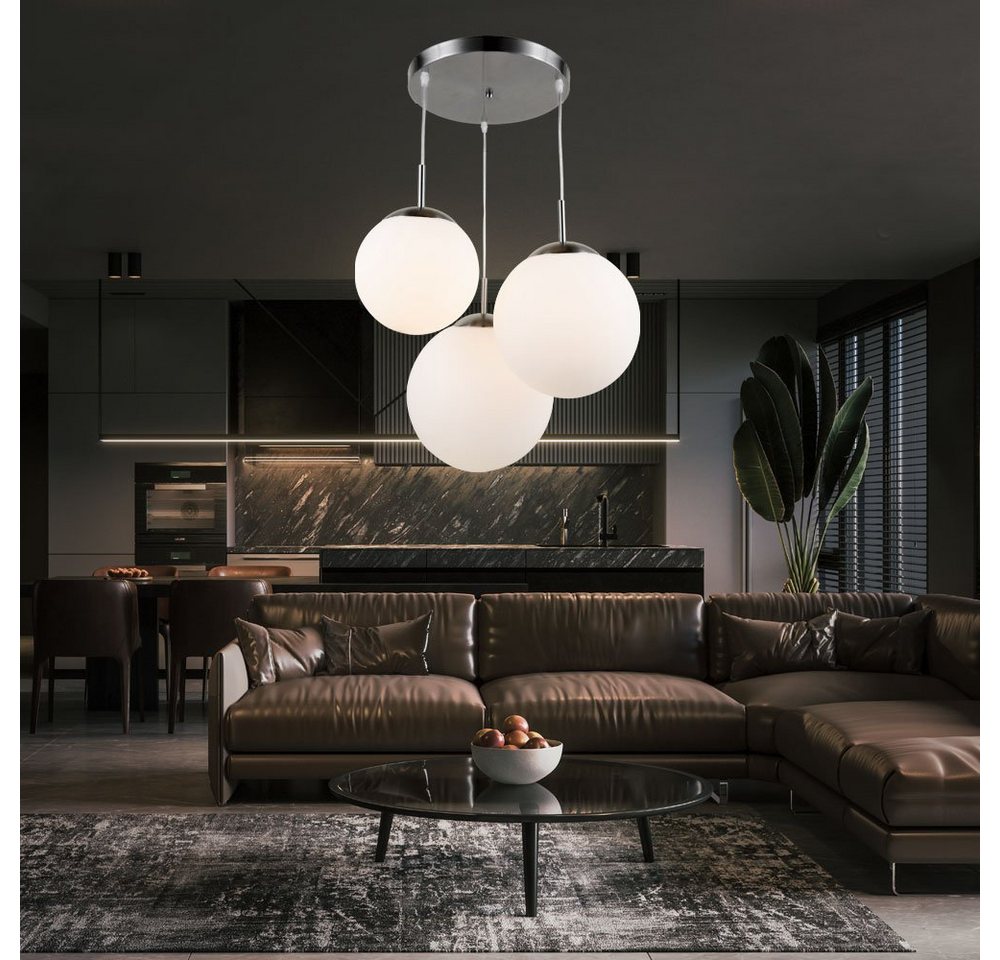 GLOBO LIGHTING Hängeleuchte, Leuchtmittel inklusive, Warmweiß, Hängelampe Wohnzimmerleuchte Kugel Pendelleuchte Glas Bild 5