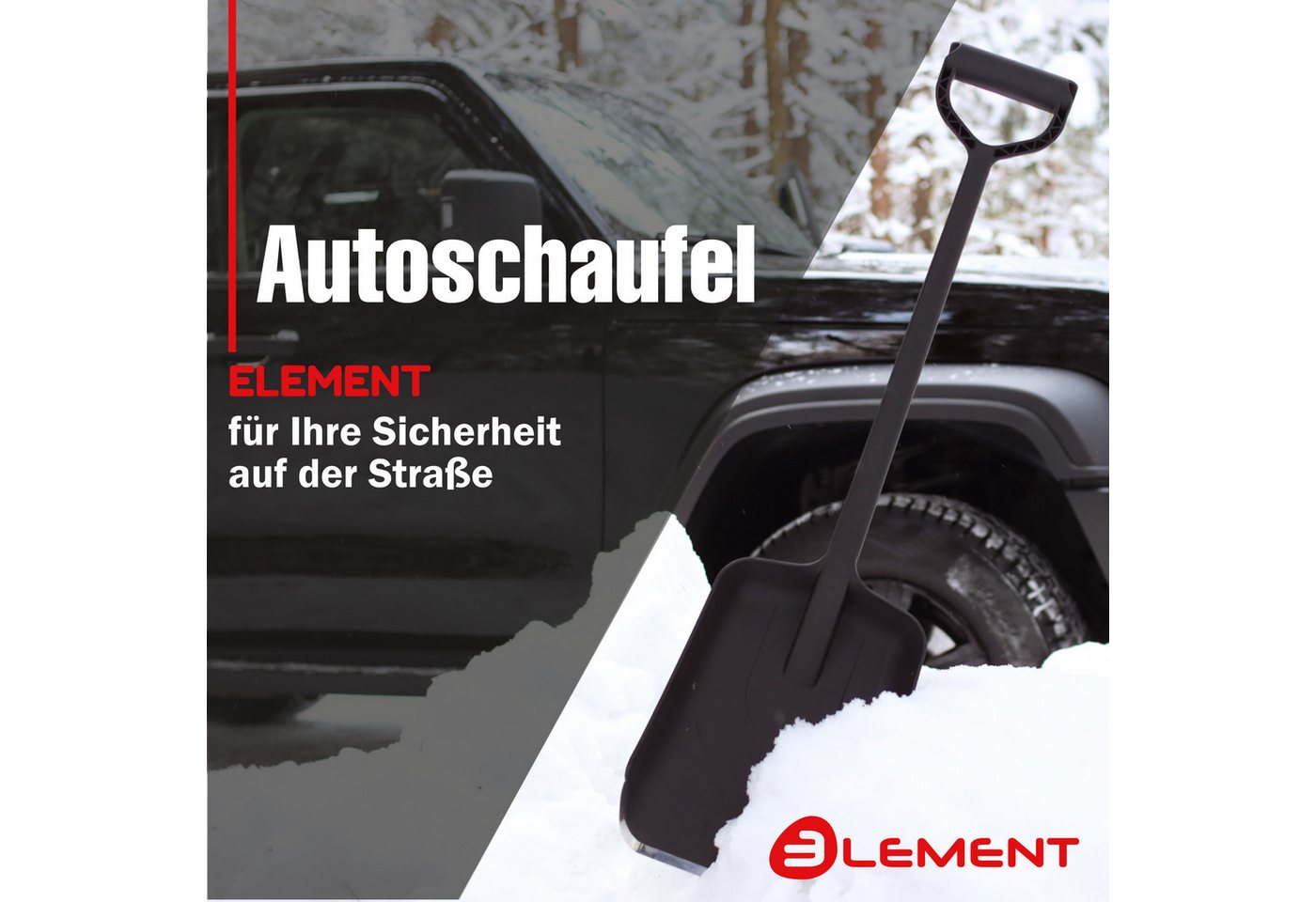 LEMENT Schaufel Schneeschaufel einteilig aus Polypropylen,80 cm, Metallkante,für Auto, einteilig, Metallkante, tragbar, multifunktional schneeschieber Bild 2