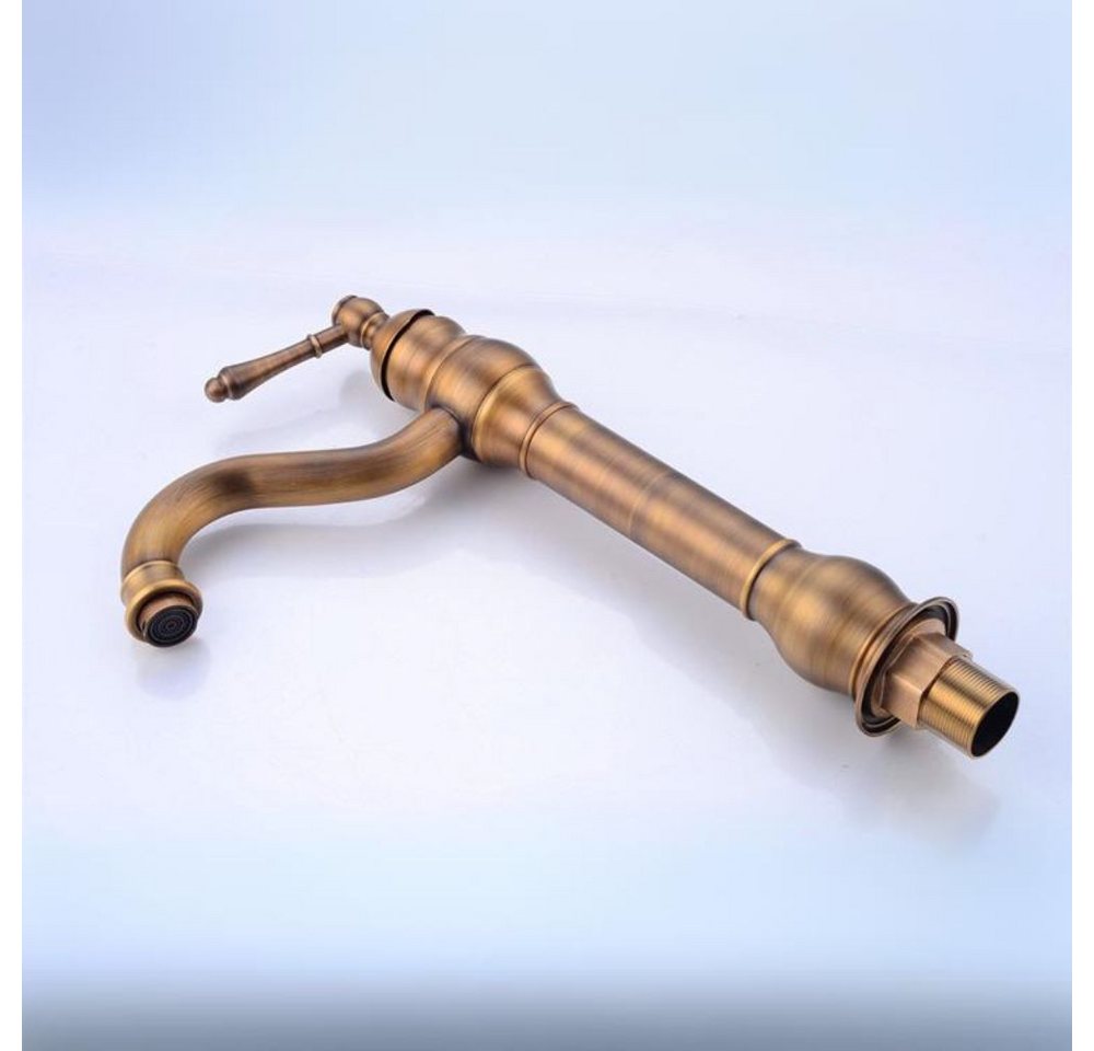 Kinaree Badarmatur Retro Messing Wasserhahn SUAM Bad Waschtischarmatur für Aufsatzbecken Messing, gebürstet, Armatur