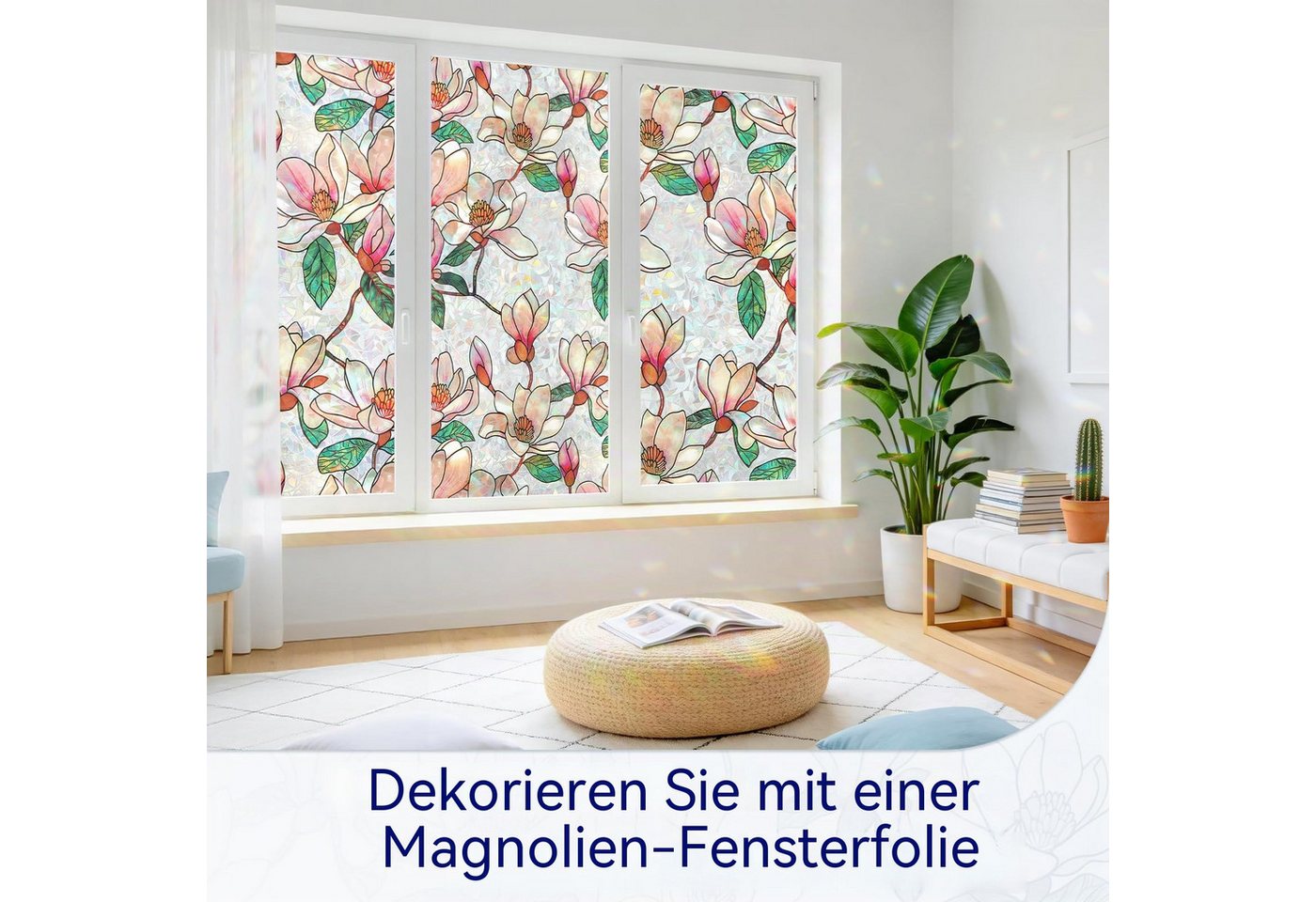 Zyronn Fensterfolie Sichtschutzfolie für Fenster, bunter, statisch haftender 3D-Regenbogen, Aufkleber Nicht klebende, UV-blockierende Folie für Haustüren Bild 2