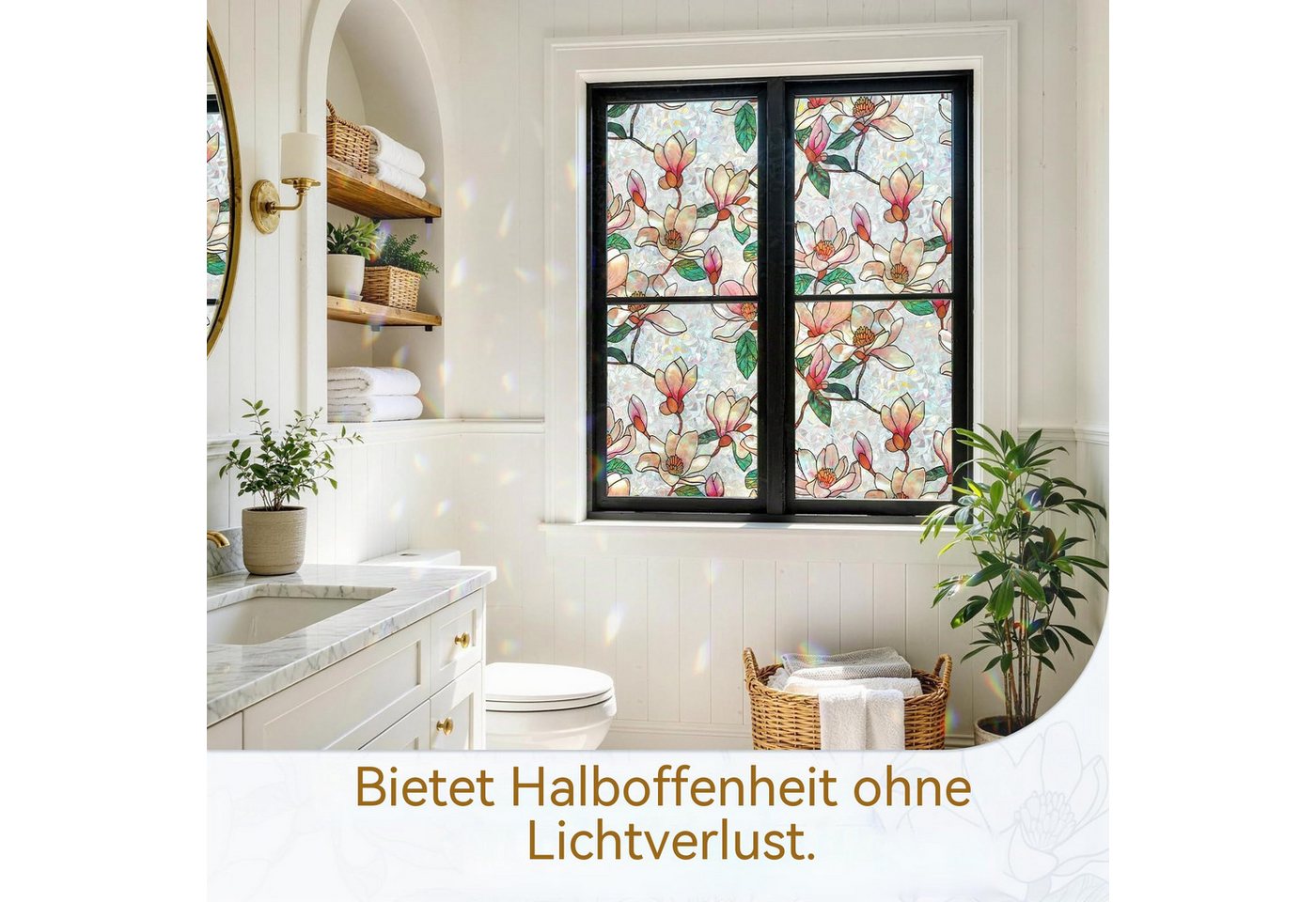 Zyronn Fensterfolie Sichtschutzfolie für Fenster, bunter, statisch haftender 3D-Regenbogen, Aufkleber Nicht klebende, UV-blockierende Folie für Haustüren Bild 3