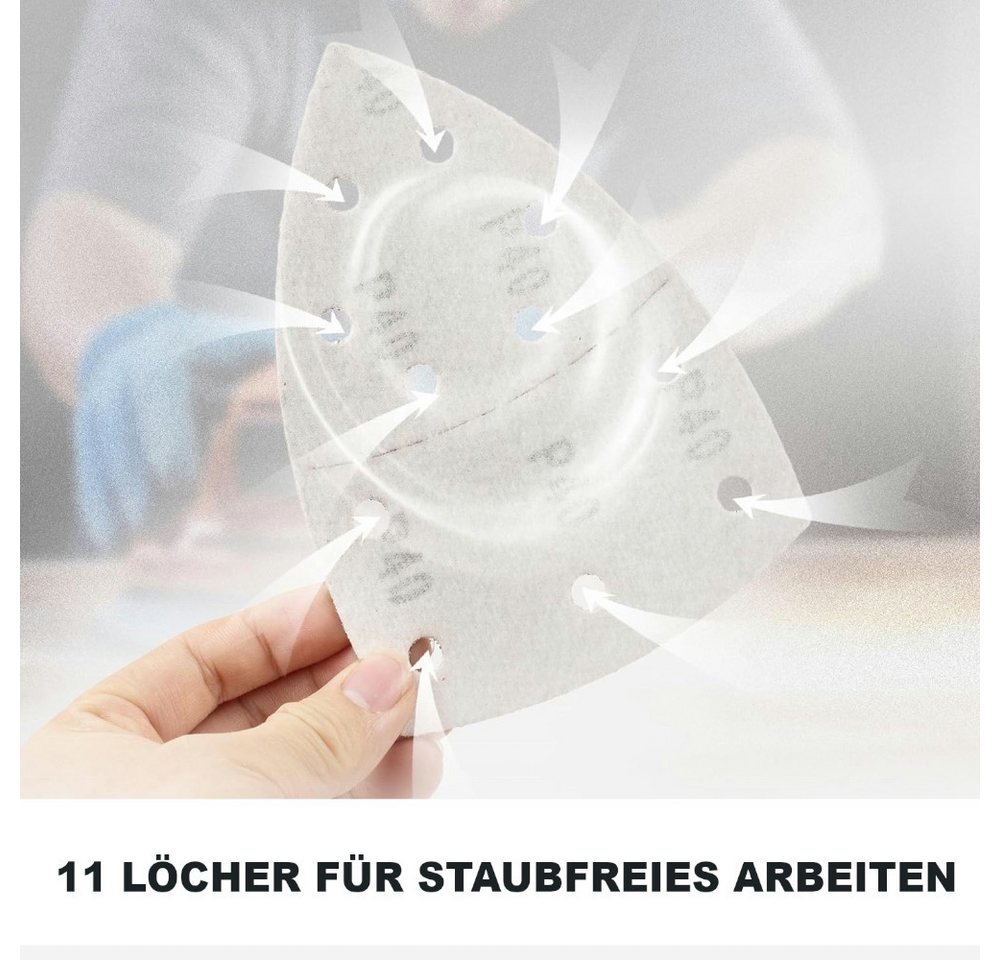 Trade-Shop Schleifaufsatz 50x Schleifpapier passend für Parkside PDS-Serie PDS 290 A1 B2 C3, 50-St., Körnung: 10x P40, P80, P120, P180, P240 - Maße: 150x105mm / 93x93x93mm Bild 2