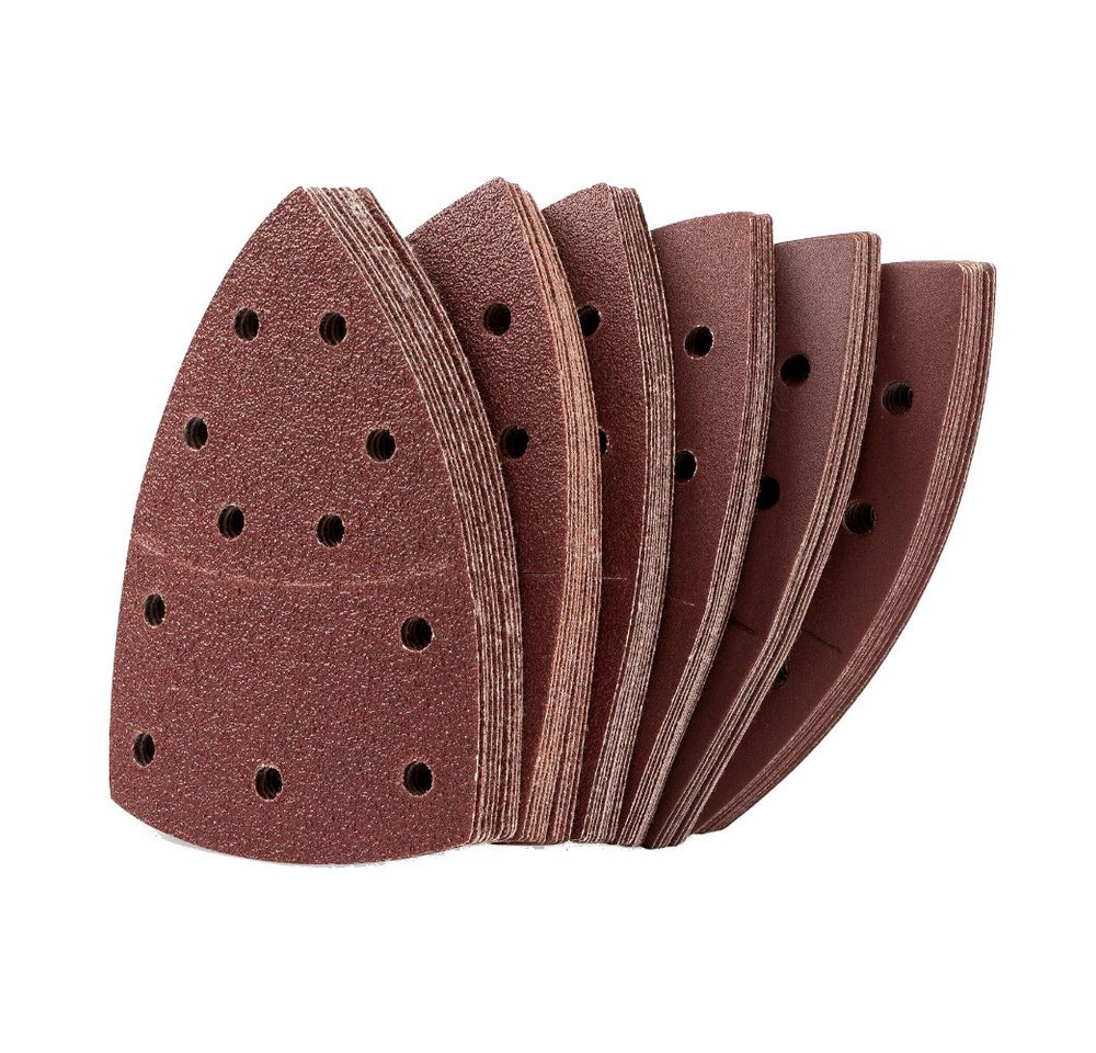 Trade-Shop Schleifaufsatz 50x Schleifpapier passend für Parkside PDS-Serie PDS 290 A1 B2 C3, 50-St., Körnung: 10x P40, P80, P120, P180, P240 - Maße: 150x105mm / 93x93x93mm Bild 3