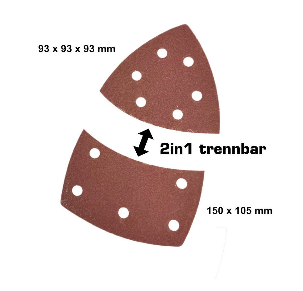 Trade-Shop Schleifaufsatz 50x Schleifpapier passend für Parkside PDS-Serie PDS 290 A1 B2 C3, 50-St., Körnung: 10x P40, P80, P120, P180, P240 - Maße: 150x105mm / 93x93x93mm Bild 4