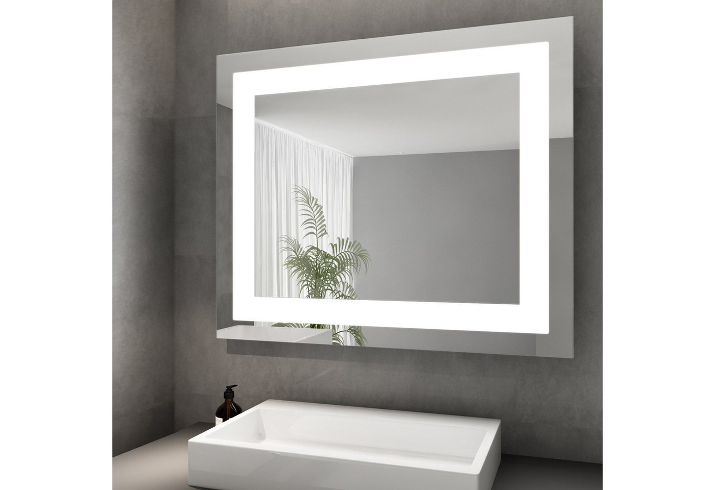 SONNI Badspiegel Badezimmerspiegel, Lichtspiegel mit Beleuchtung, 60×50 cm, Wandschalter, LED Badspiegel, Wandspiegel, Badspiegel, IP44 Bild 2