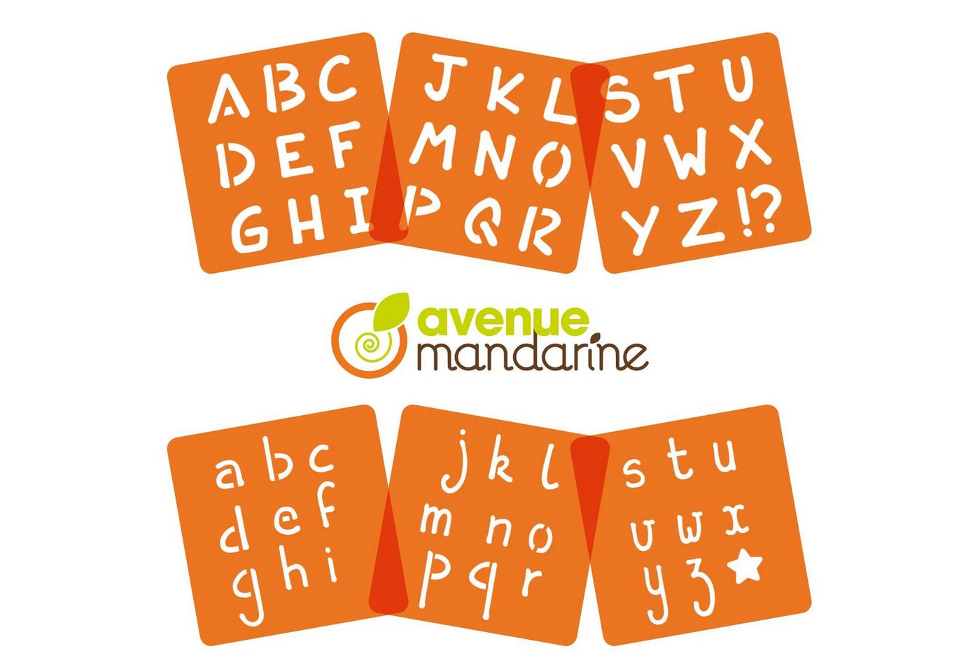 Avenue Mandarine Malschablone 3x 6-teiliges Schablonenset für Kinder, Alphabet Orange 42450MD, Schablone Bild 2