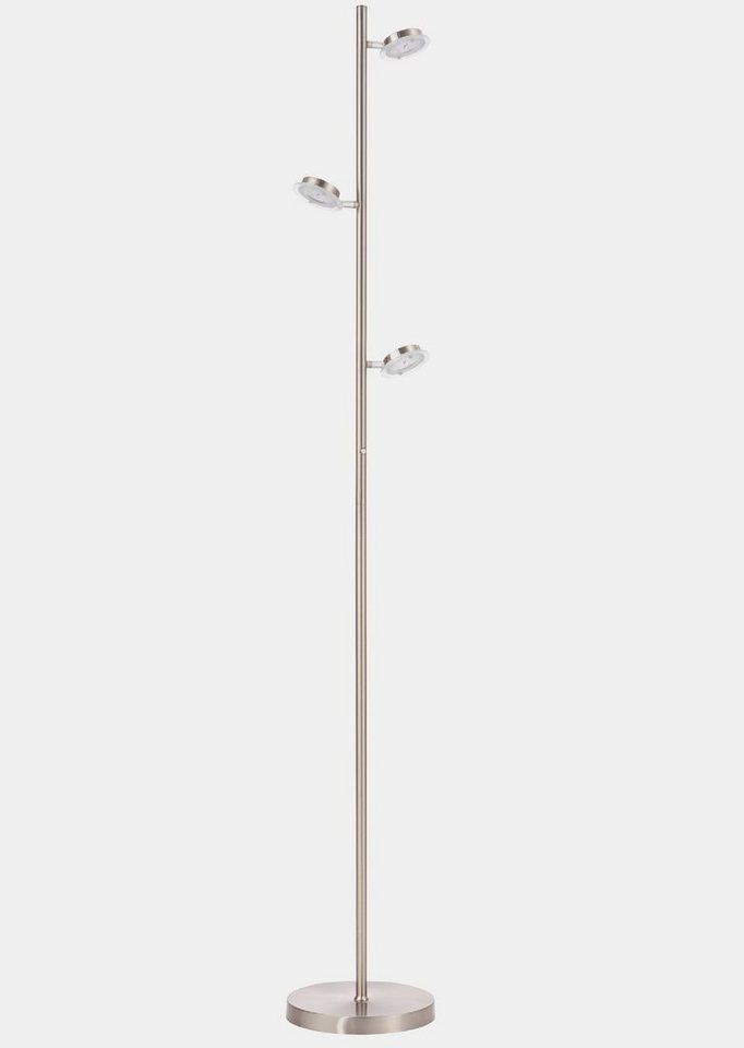TRANGO LED Stehlampe, 3 Stufen dimmbar, 1519 LED Standlampe 3-flammig mit LED Modulen Serie EVIE 12,5 Watt I in 3 Stufen dimmbar I satinierte Glasschirme - Höhe ca. 1700mm - schwenk- und drehbar, modern und chic Stehleuchte - Standleuchte