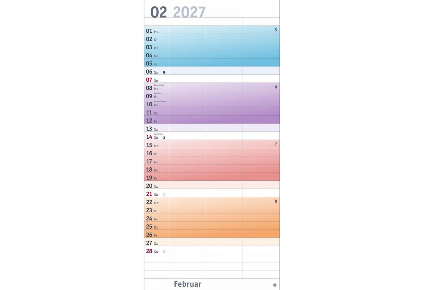 HEYE Wandkalender Bunte Wochen Planer für 2 2027