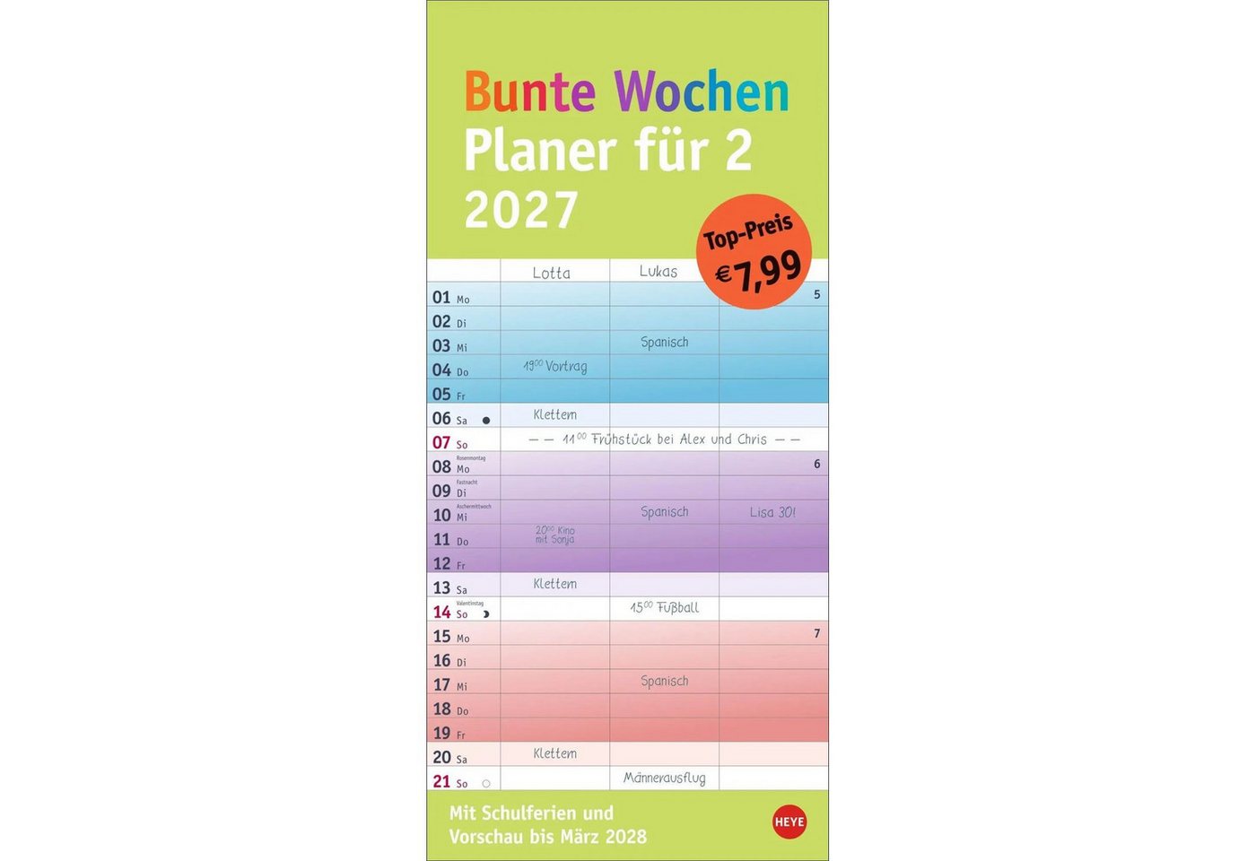 HEYE Wandkalender Bunte Wochen Planer für 2 2027 Bild 2