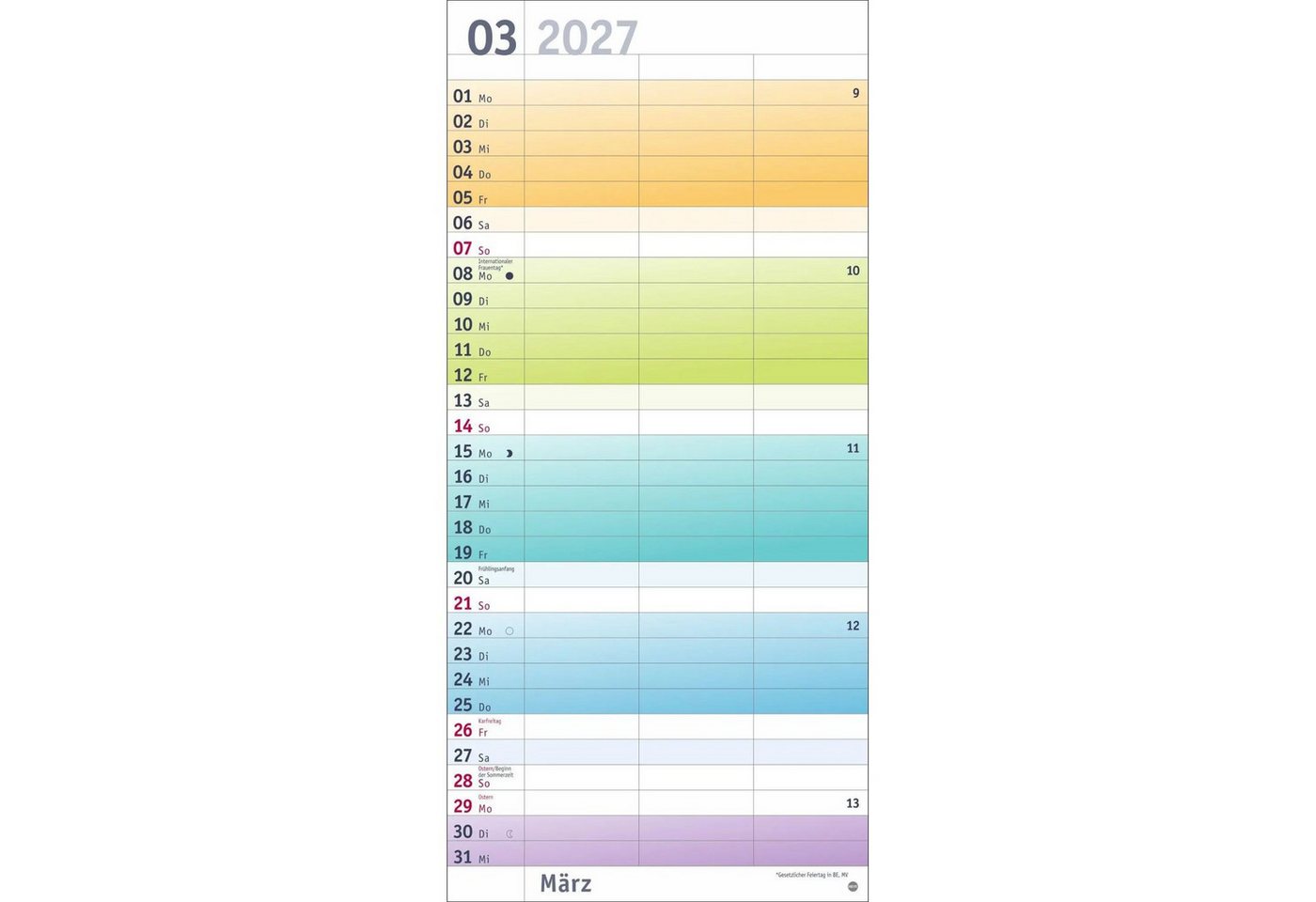 HEYE Wandkalender Bunte Wochen Planer für 2 2027 Bild 5