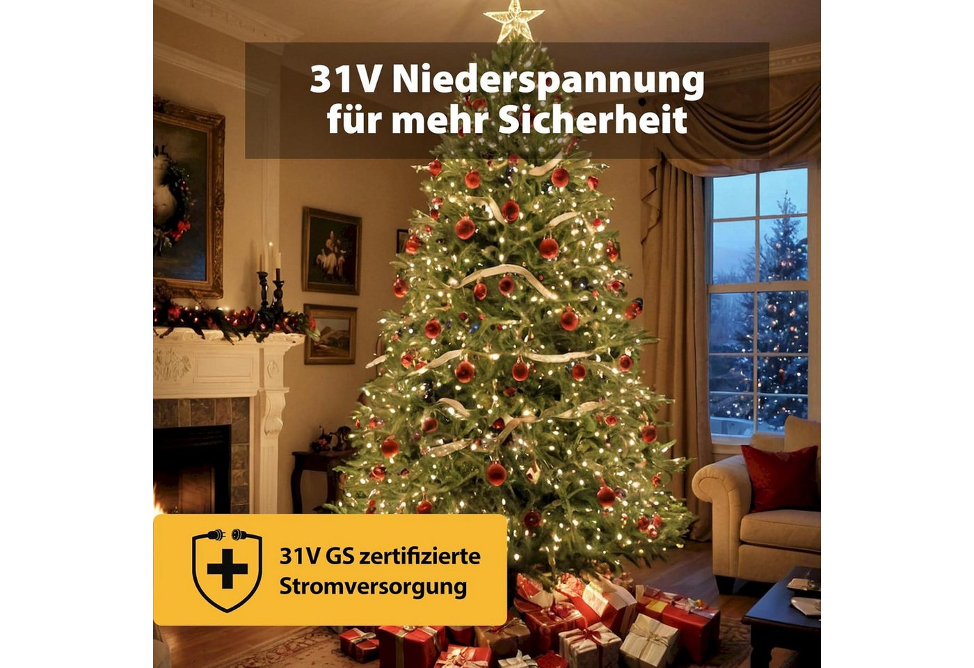 Salcar Lichterkette LED Kupfer Lichterkette Weihnachtsbeleuchtung für Innen & Außen Deko, 100m 1000 LED Silberfarbener-Kupferdraht, Netzteil, Warmweiß Bild 2