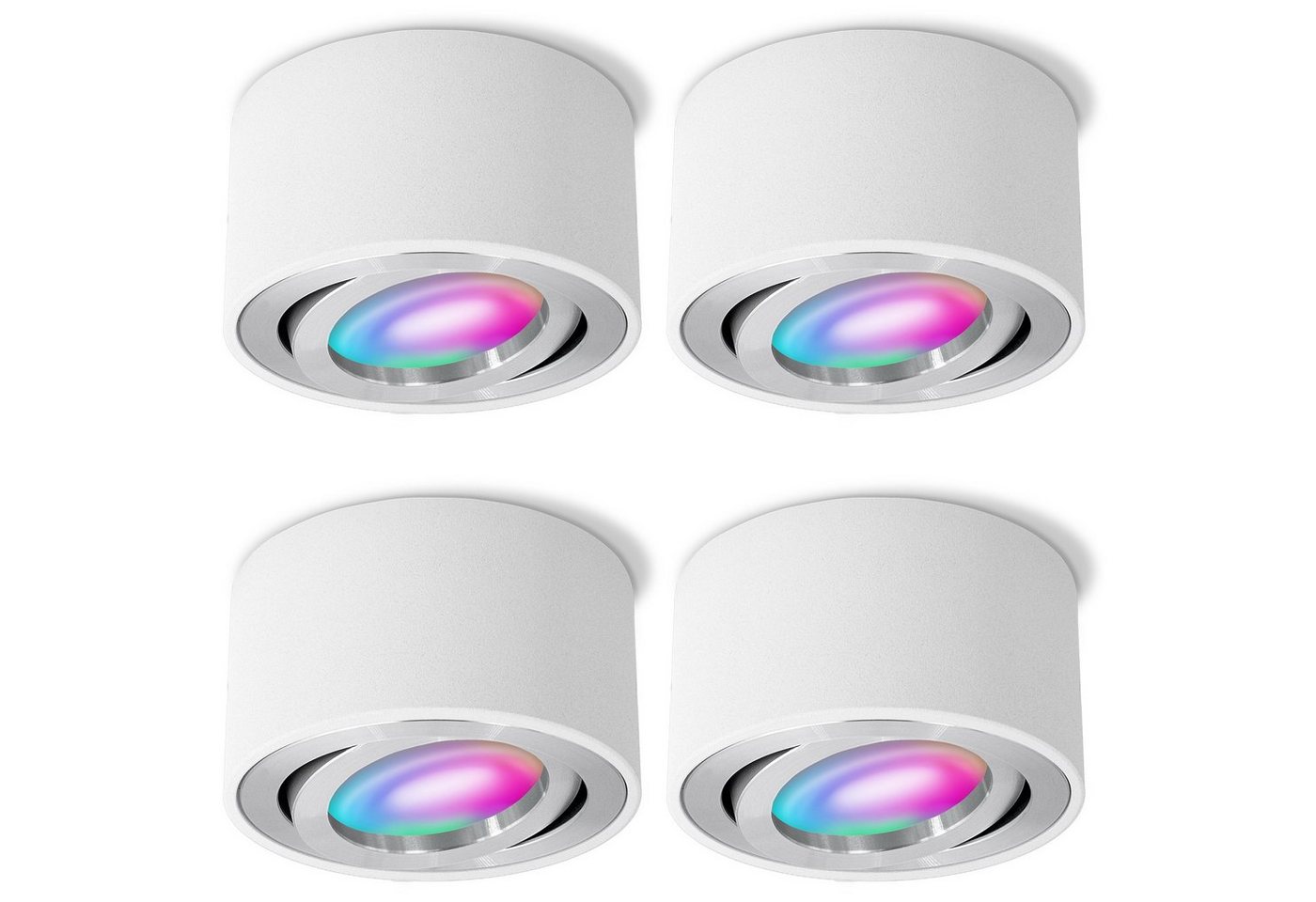 SSC-LUXon LED Aufbaustrahler CELI-1W Aufbauleuchte flach weiss schwenkbar mit RGB WLAN LED dimmbar, Warmweiß bis Tageslicht Bild 2