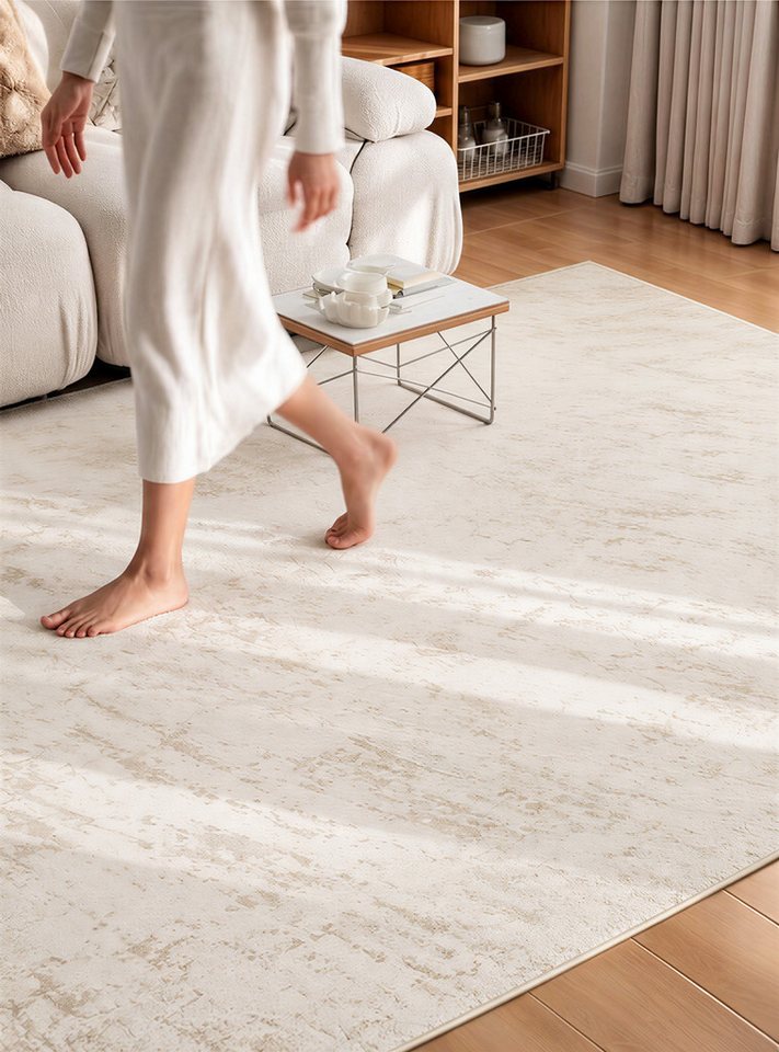 Jumpeak Teppich Teppich, extrem kurzer Flor, neutrale Farbtöne, waschbar, Geschenk, Rechteck, Höhe: 5 mm, Rectangular, 5mm dick, faux cashmere, indoor rug, machine-washable rug Bild 5