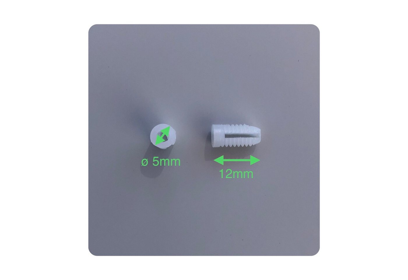 NELI Dübel-Set Dübel, ø 5 mm, Spreizdübel, Kunststoffdübel, Spreizmuffe, 5,00 mm x 12,00 mm, (50-tlg) Bild 2