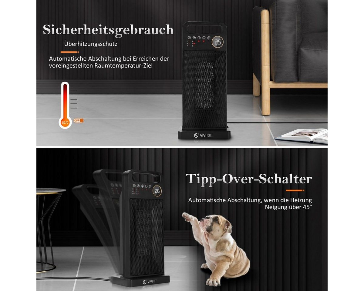 Vivi Idee Keramikheizlüfter Heizgeräte Heizstrahler Heizofen Elektroheizkörper energiesparend, 2000 W, Fernbedienung, Ventilator Bild 4