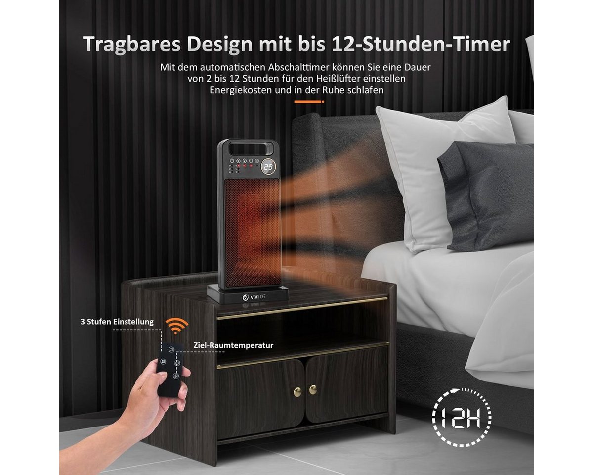 Vivi Idee Keramikheizlüfter Heizgeräte Heizstrahler Heizofen Elektroheizkörper energiesparend, 2000 W, Fernbedienung, Ventilator Bild 5