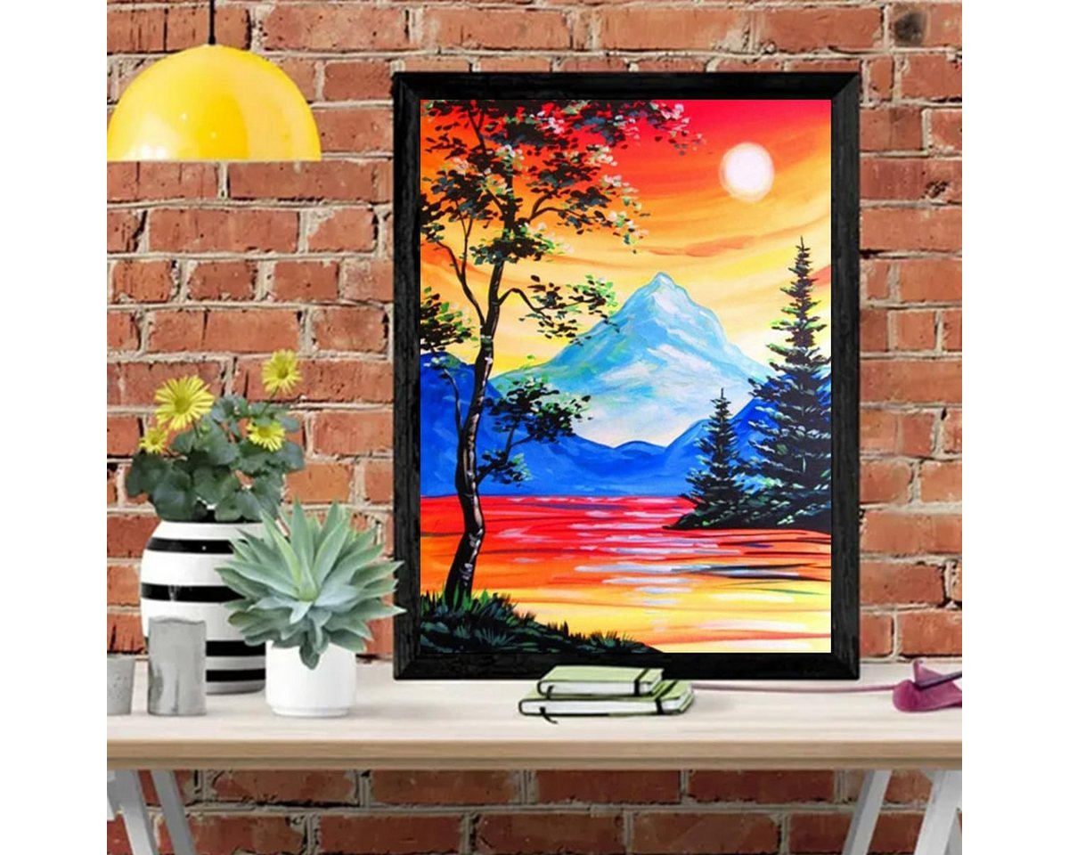 Lilingyu Malen nach Zahlen 5D Diamant Painting Set Sonne Berg für kreative DIY-Dekoration. (DIY Diamant Painting Set für kreative Bastelprojekte., Inklusive HD-Leinwand (40x30 cm), runden Diamanten, Klebestift), Hohe Haftung, langlebig, brilliante Diamanten, stressabbauend. Bild 2