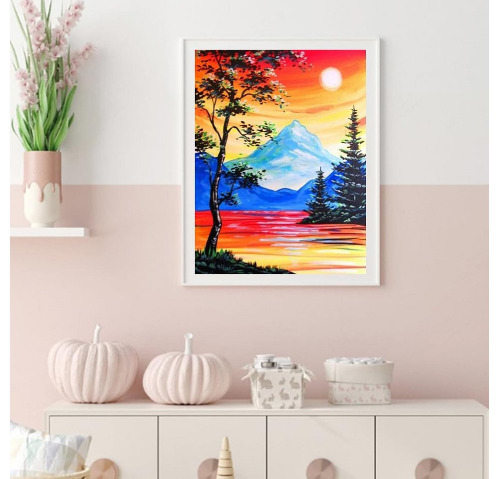 Lilingyu Malen nach Zahlen 5D Diamant Painting Set Sonne Berg für kreative DIY-Dekoration. (DIY Diamant Painting Set für kreative Bastelprojekte., Inklusive HD-Leinwand (40x30 cm), runden Diamanten, Klebestift), Hohe Haftung, langlebig, brilliante Diamanten, stressabbauend. Bild 3