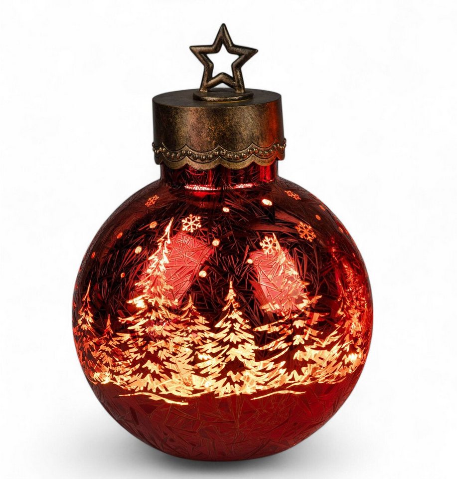 formano LED Dekolicht XXL Glas-Kugel Frosty Rot 30 cm Timer 6h/18h Weihnachten Herbst Deko, LED fest integriert Bild 4