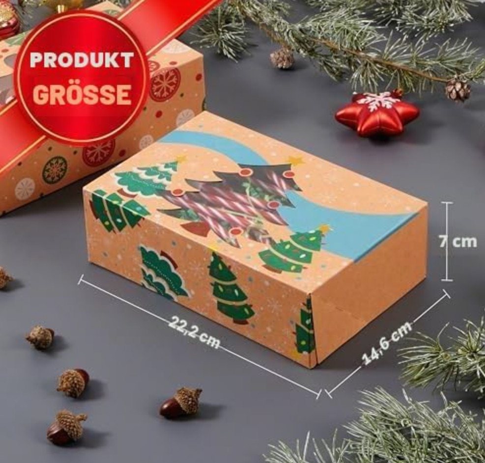 JOYIN Kuchentransportbox JOYIN Weihnachts Keksboxen mit Fenster, 24 Stück Kraftpapier
