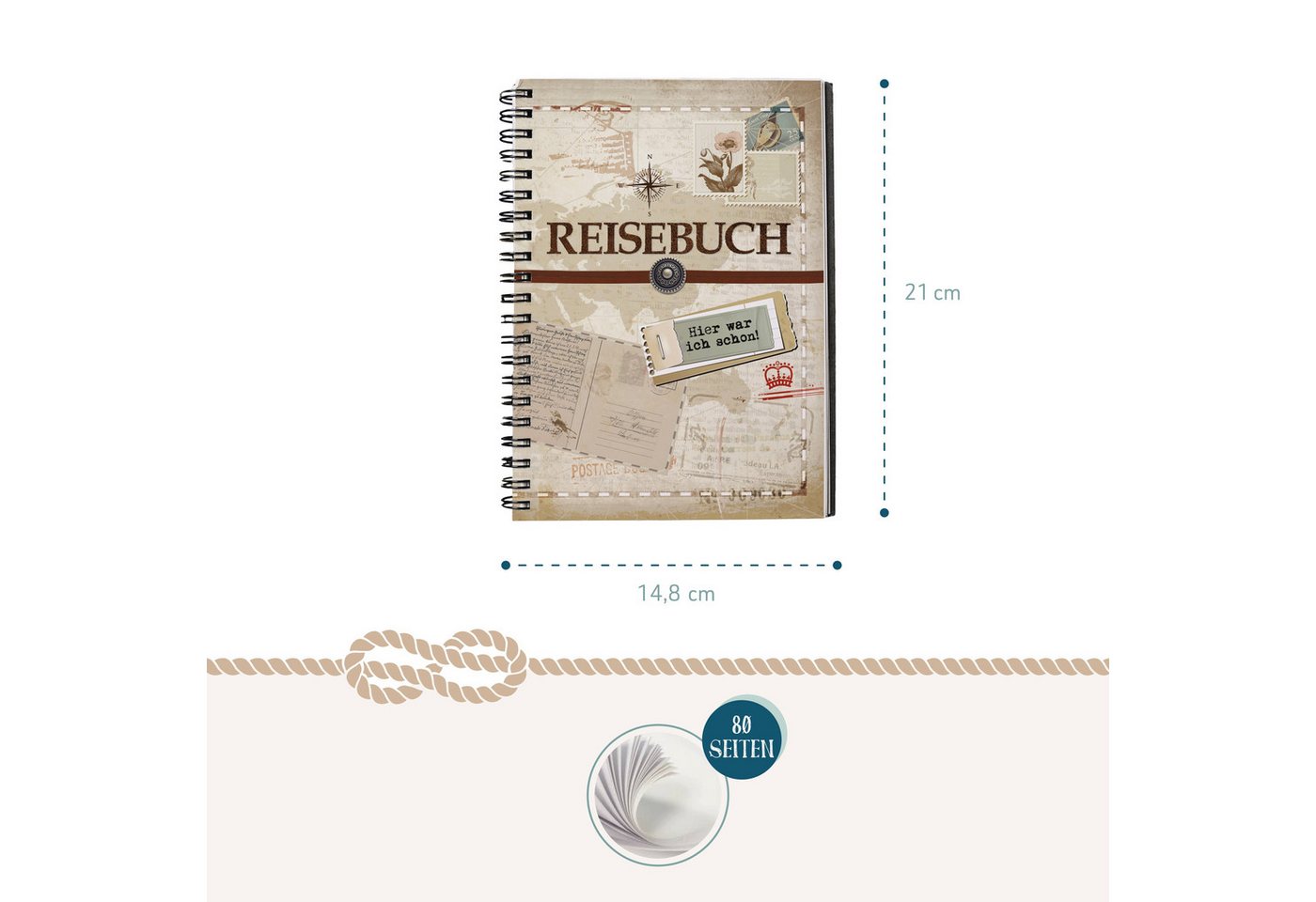 Logbuch-Verlag Notizbuch Ringbuch Collegblock A5 kariert im Reisebuch-Design – Notizblock Bild 5