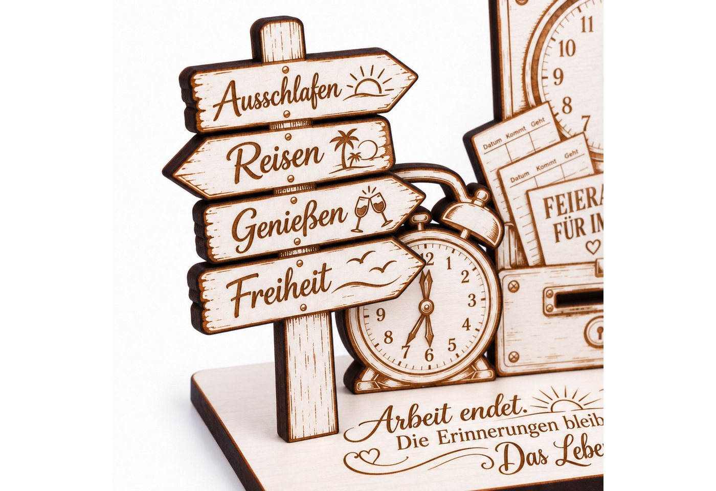 Dekolando Geschenkkarte Rente Geldgeschenk Geschenk zum Ruhestand mit Stechuhr 14x10cm Bild 3