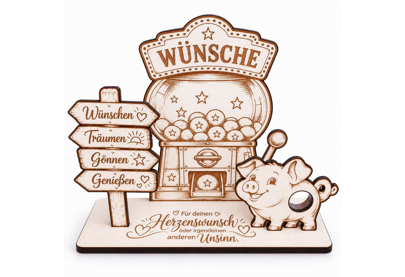 Dekolando Geschenkkarte Wunscherfüller Geldgeschenk Sparschwein Geld kreativ verschenken 14x11 Bild 2
