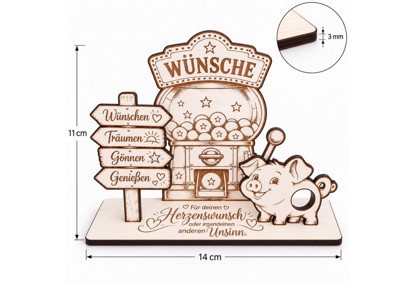 Dekolando Geschenkkarte Wunscherfüller Geldgeschenk Sparschwein Geld kreativ verschenken 14x11 Bild 4