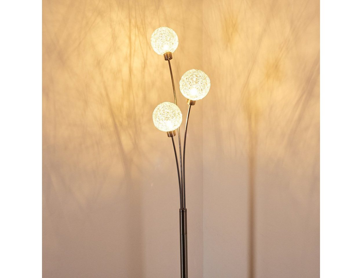 hofstein Stehlampe »Lerici« Stehleuchte Nickel-matt/Silberfarben, stufenlos dimmbar, ohne Leuchtmittel, mit 3 DrahtKugeln, G9, mit Fußschalter Bild 5