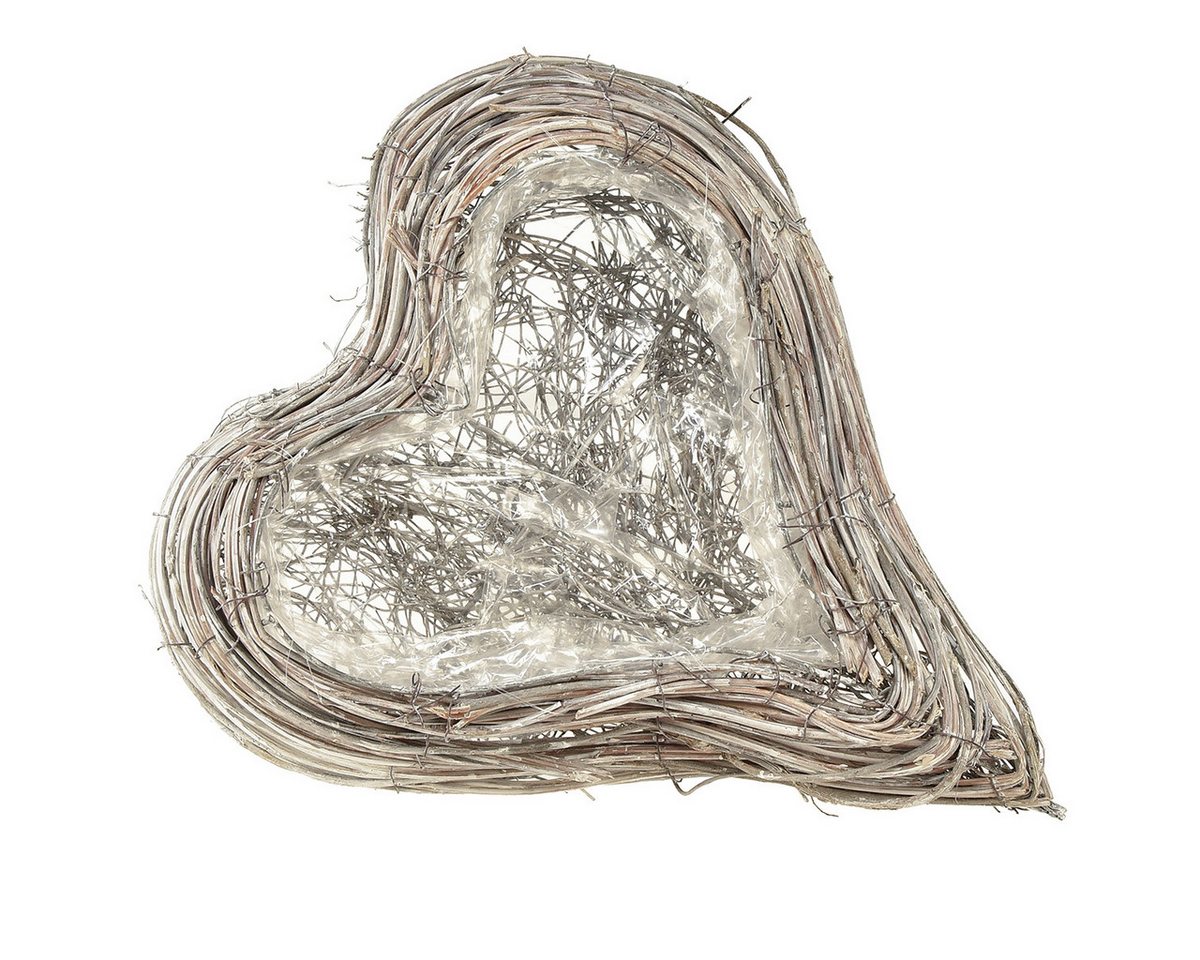 Florists Products Pflanzschale Pflanzschale Herz Rattan Weiß Natur 28x34cm Shabby Chic