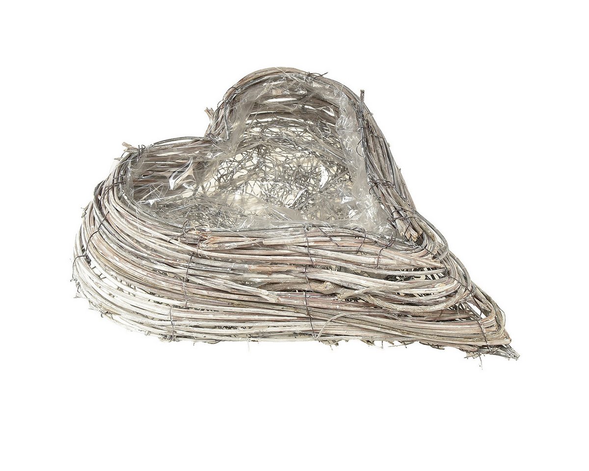 Florists Products Pflanzschale Pflanzschale Herz Rattan Weiß Natur 28x34cm Shabby Chic Bild 2