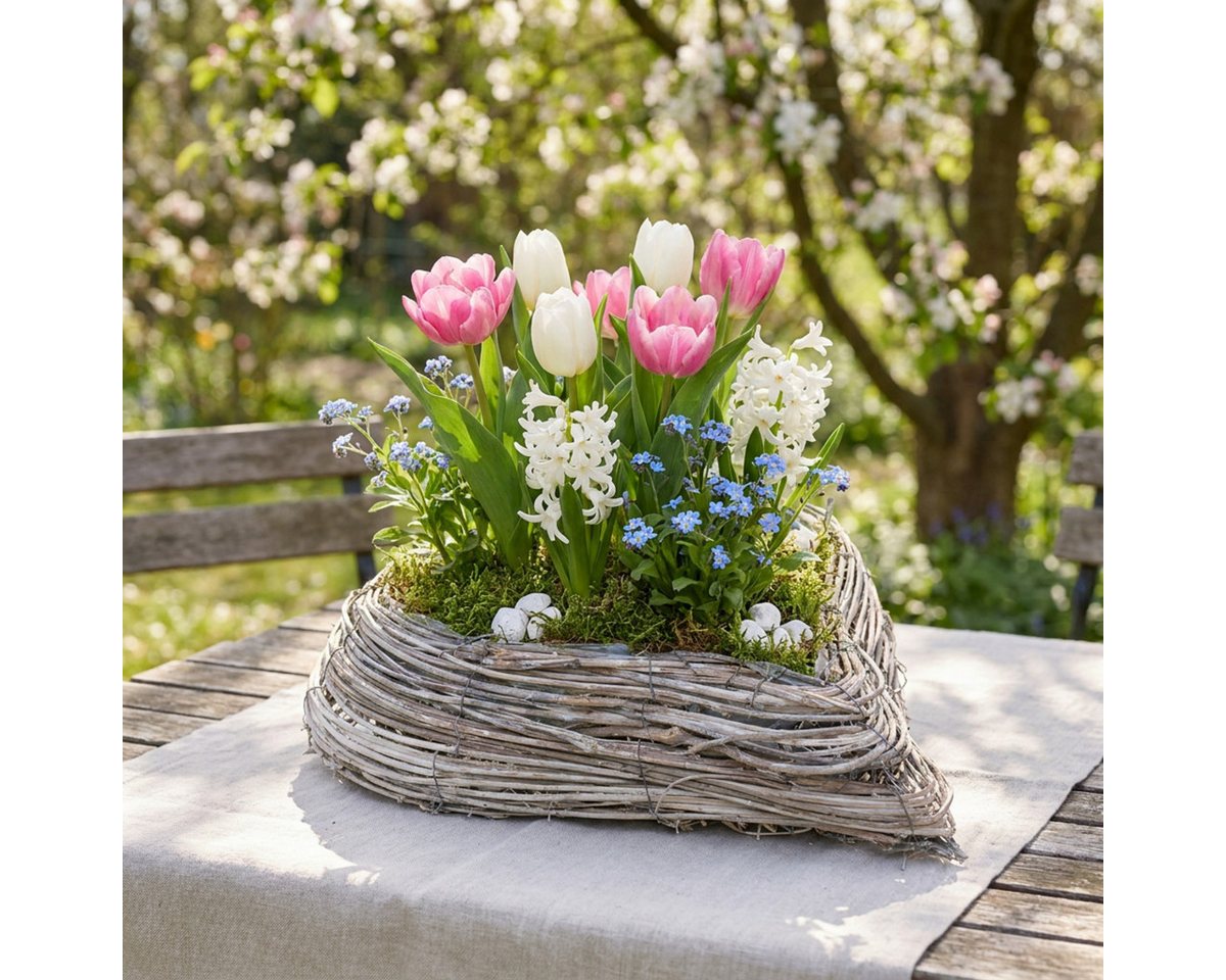 Florists Products Pflanzschale Pflanzschale Herz Rattan Weiß Natur 28x34cm Shabby Chic Bild 3