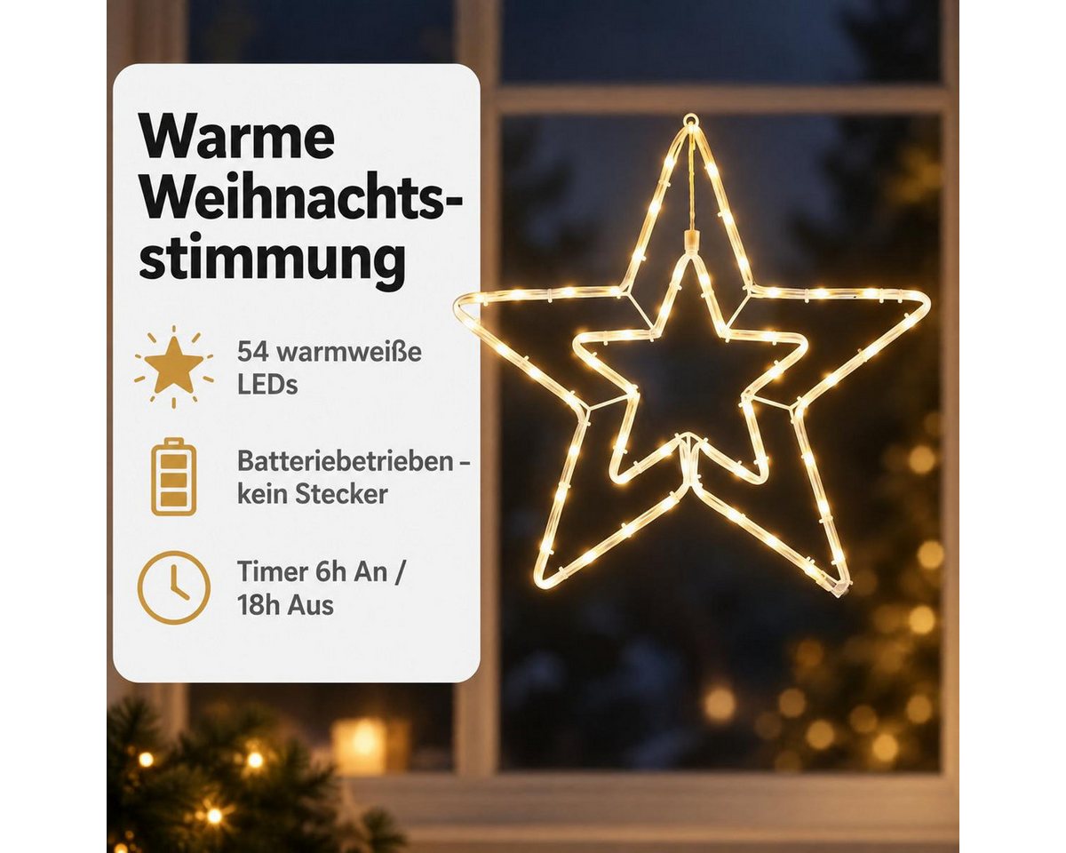 Kamelio LED Fensterbild LED Fensterdeko Weihnachten mit Timer und Batterie Fensterbild, LED, warmweiß Bild 3