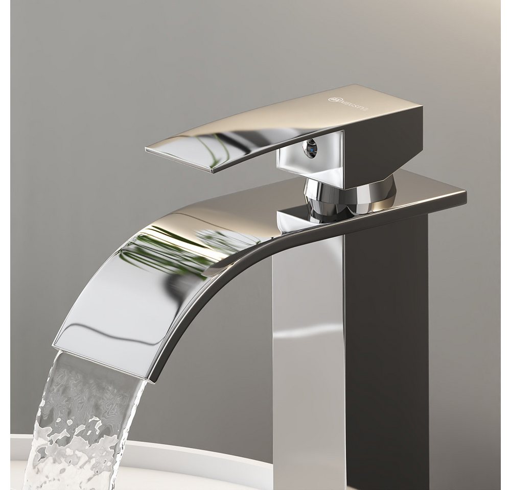 Lomadox Waschtischarmatur FAUCET-140 Edelstahl Waschbeckenarmatur 18,5 cm hoch in Silber/Chrom