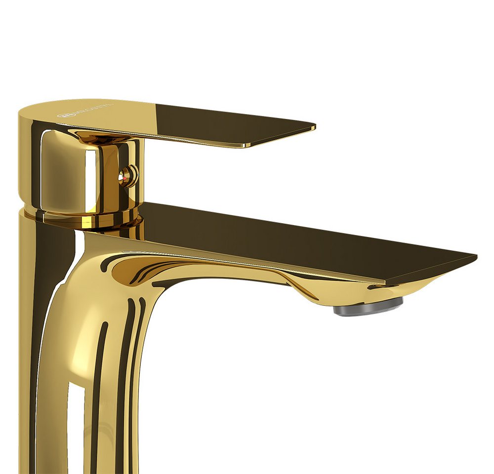Lomadox Waschtischarmatur FAUCET-140 Messing Waschbeckenarmatur 16,5 cm hoch in Goldfarben, glänzend Bild 2
