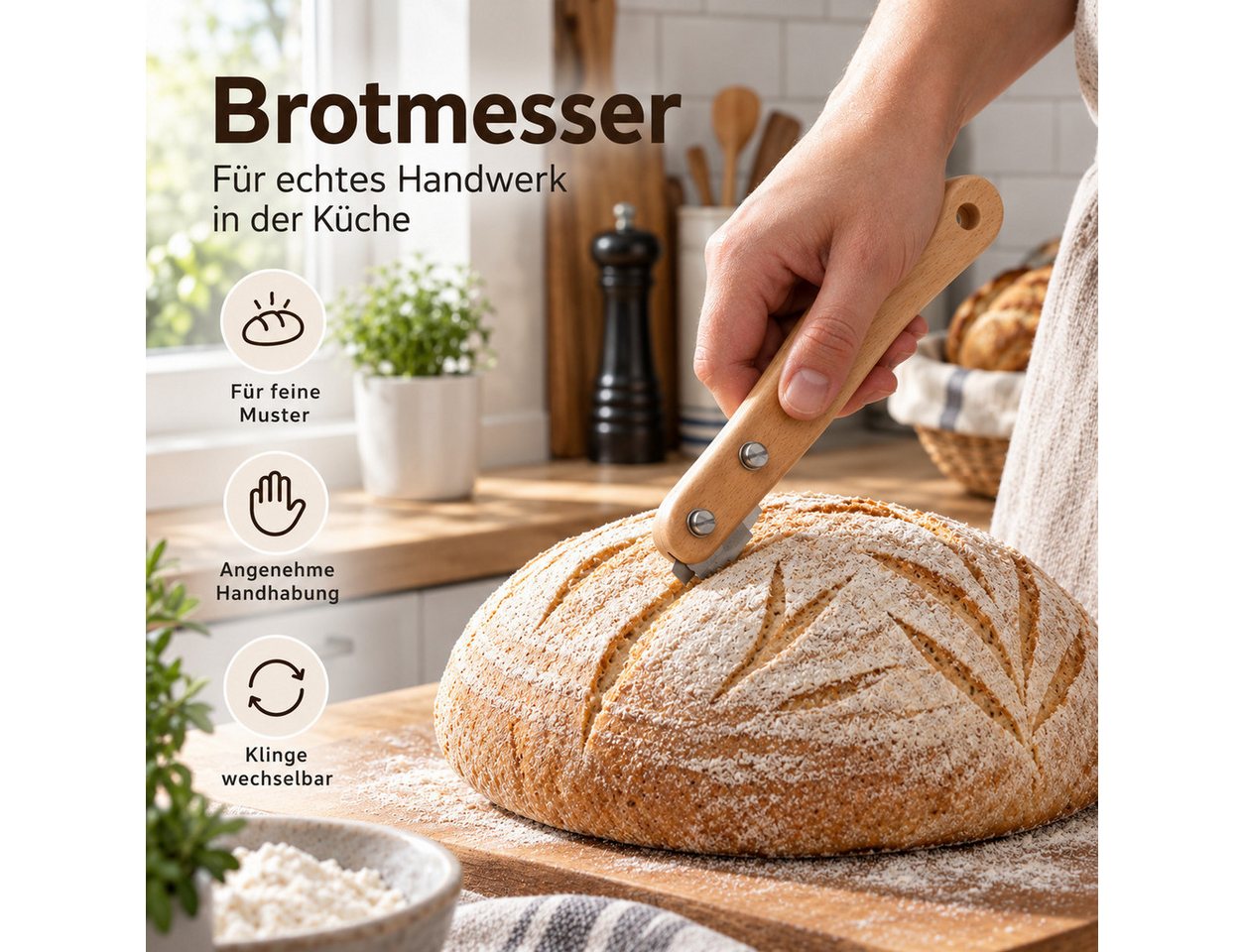 GLIESE POWER Back-Set 3-teilig – Dänischer Schneebesen, Teigschaber & Brotmesser, Naturholz-Griffe, Edelstahl, 3-teilig, leicht zu reinigen Bild 4